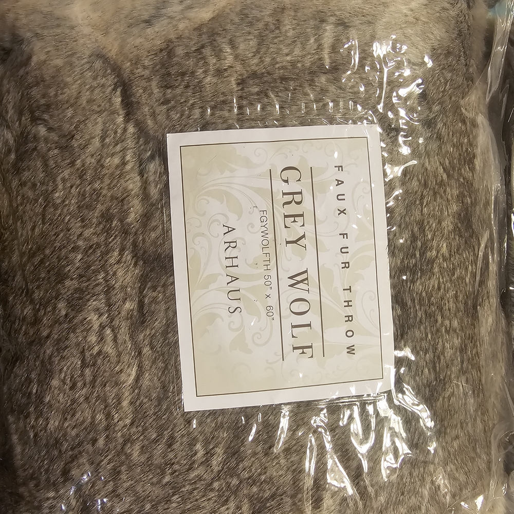 Arhaus Grey Wolf Faux Fur Throw